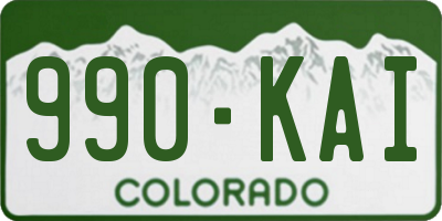 CO license plate 990KAI