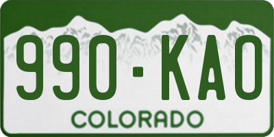 CO license plate 990KAO