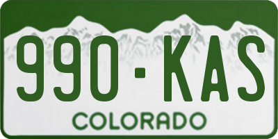 CO license plate 990KAS
