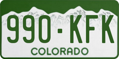CO license plate 990KFK