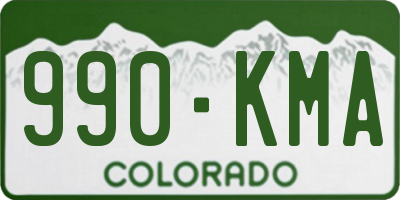 CO license plate 990KMA