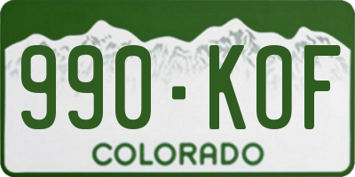 CO license plate 990KOF