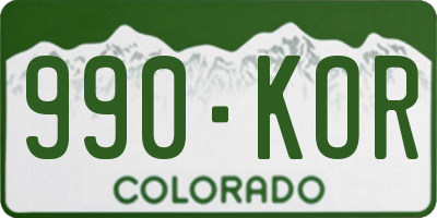 CO license plate 990KOR