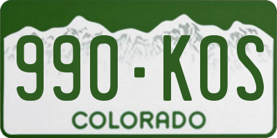 CO license plate 990KOS