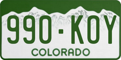 CO license plate 990KOY