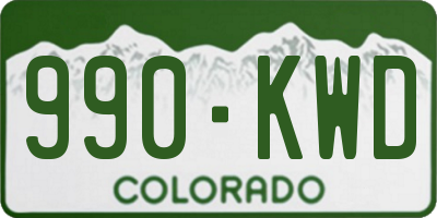 CO license plate 990KWD