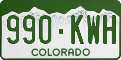 CO license plate 990KWH