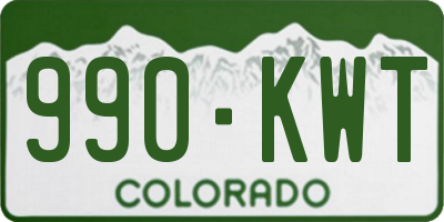 CO license plate 990KWT