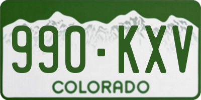 CO license plate 990KXV