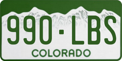 CO license plate 990LBS