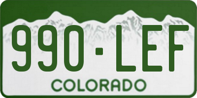 CO license plate 990LEF
