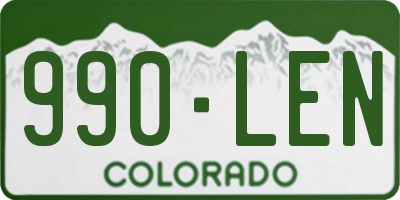 CO license plate 990LEN