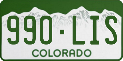 CO license plate 990LIS