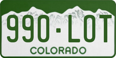 CO license plate 990LOT
