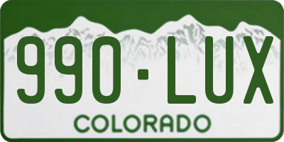 CO license plate 990LUX