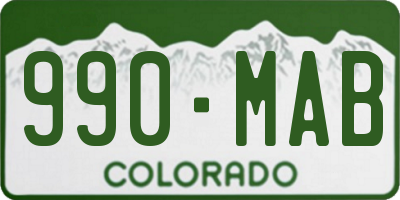 CO license plate 990MAB