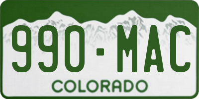 CO license plate 990MAC
