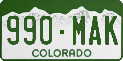 CO license plate 990MAK