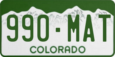 CO license plate 990MAT