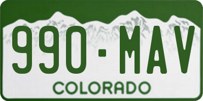 CO license plate 990MAV