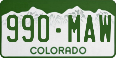 CO license plate 990MAW