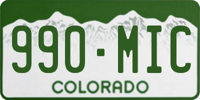 CO license plate 990MIC