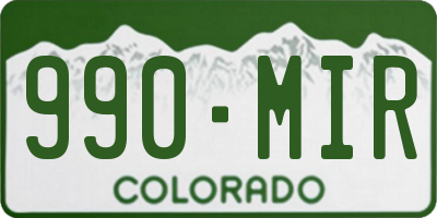 CO license plate 990MIR