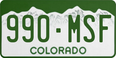 CO license plate 990MSF