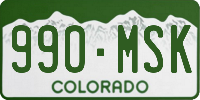 CO license plate 990MSK