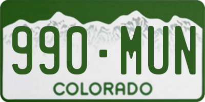 CO license plate 990MUN