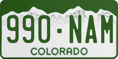 CO license plate 990NAM