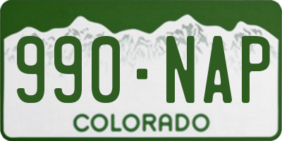 CO license plate 990NAP