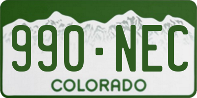CO license plate 990NEC
