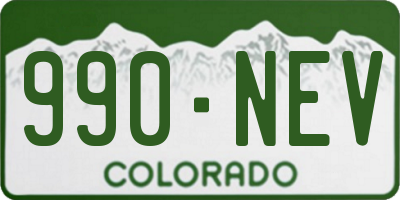 CO license plate 990NEV