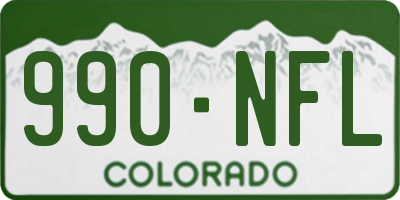 CO license plate 990NFL