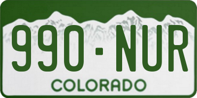 CO license plate 990NUR