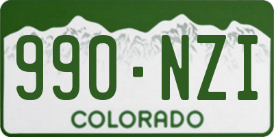 CO license plate 990NZI