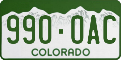 CO license plate 990OAC