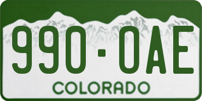 CO license plate 990OAE