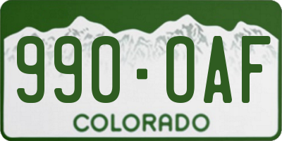 CO license plate 990OAF
