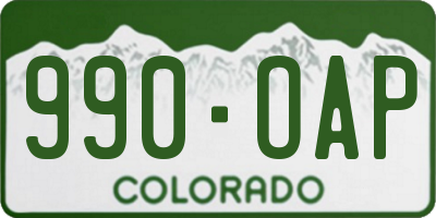 CO license plate 990OAP