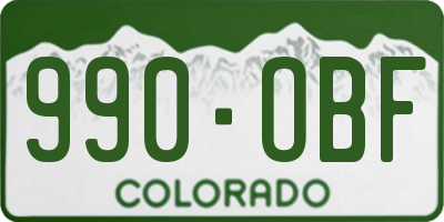 CO license plate 990OBF