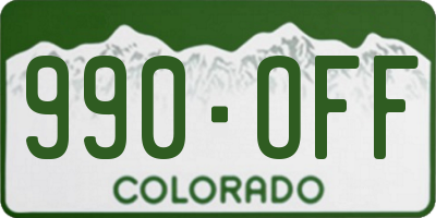 CO license plate 990OFF