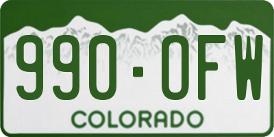CO license plate 990OFW
