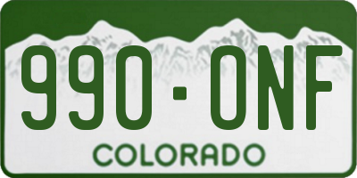 CO license plate 990ONF