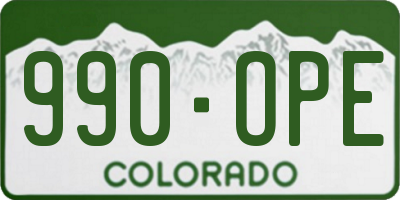 CO license plate 990OPE