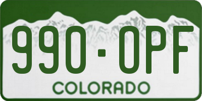 CO license plate 990OPF