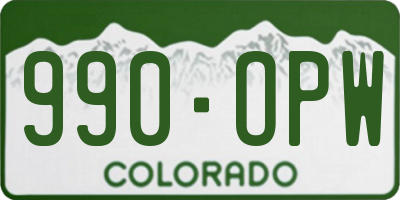 CO license plate 990OPW