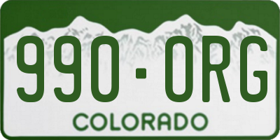 CO license plate 990ORG