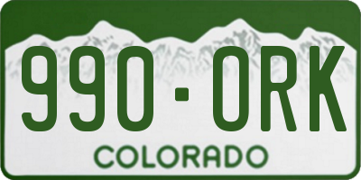 CO license plate 990ORK